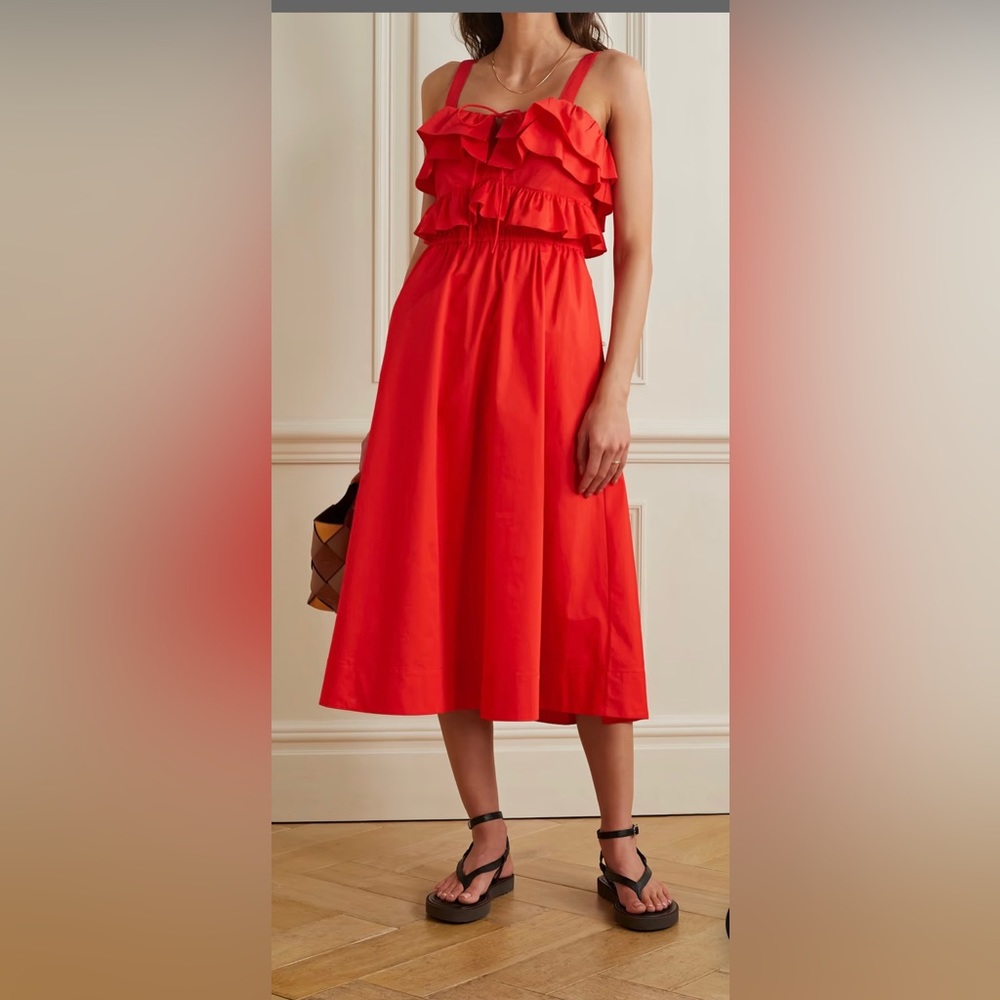 NWT JASON WU
Ruffled cotton-poplin midi dress